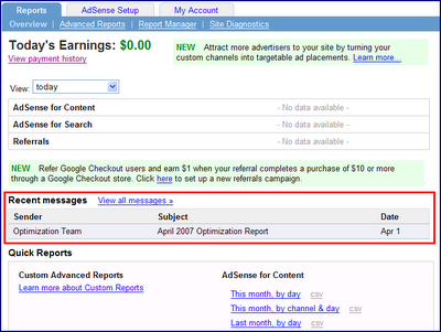 opti inbox AdSense Publisher Toolbar e tieni sotto controllo il reddito AdSense