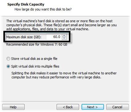 Disk Capacity Windows 8 su macchina virtuale