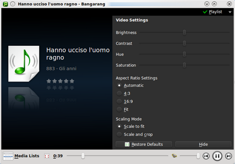 Bangarang è un semplice ma completo media player per Kde scritto in Qt4.