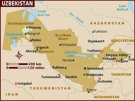 Mappa dell'Uzbekistan