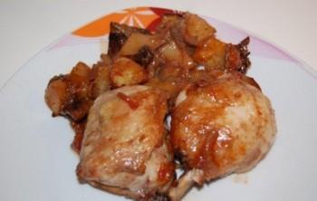 Pollo al forno con patate e funghi porcini - Piatto ultimato