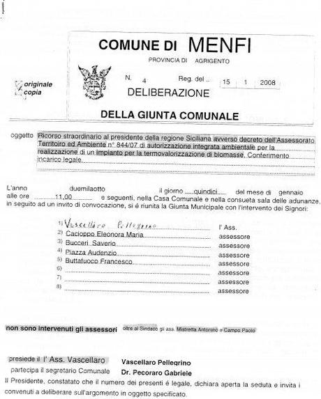 Menfi, Biomasse Tre tigli: tutte le carte e le responsabilità