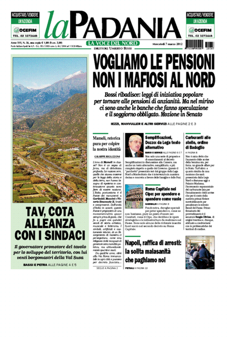 Prime pagine oggi: 