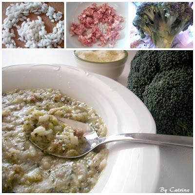 Minestra di riso,salsiccia e broccoli