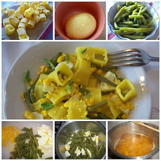 Pasta gialla con uova e fagiolini