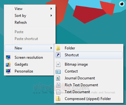 Create shortcut Spegnere e Riavviare Windows 8 con tasti dedicati nellinterfaccia Metro
