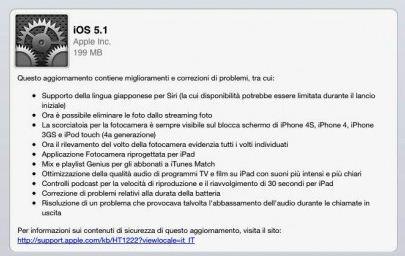 Apple rilascia iOS 5.1