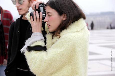 In the Street...Women's Day...Eleonora in yellow mimosa, Paris