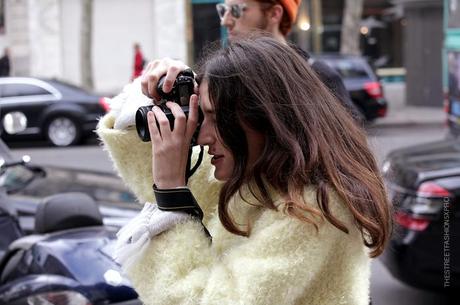 In the Street...Women's Day...Eleonora in yellow mimosa, Paris