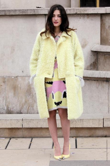 In the Street...Women's Day...Eleonora in yellow mimosa, Paris