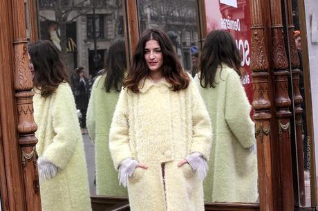 In the Street...Women's Day...Eleonora in yellow mimosa, Paris