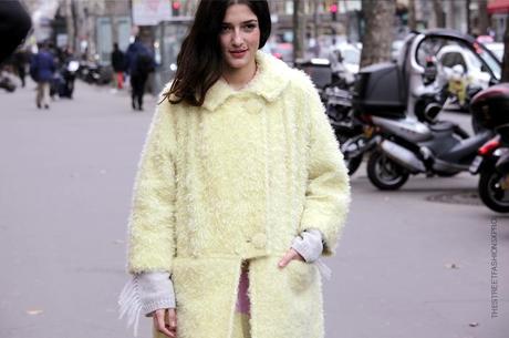 In the Street...Women's Day...Eleonora in yellow mimosa, Paris