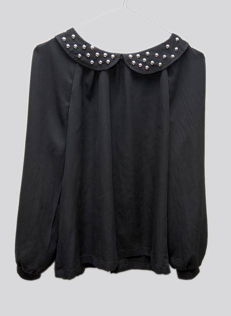 DOLLS COLLAR - black studded