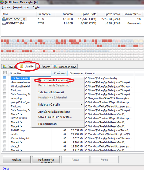 Immagine 4 Velocizzare il pc, Defraggler parte 5
