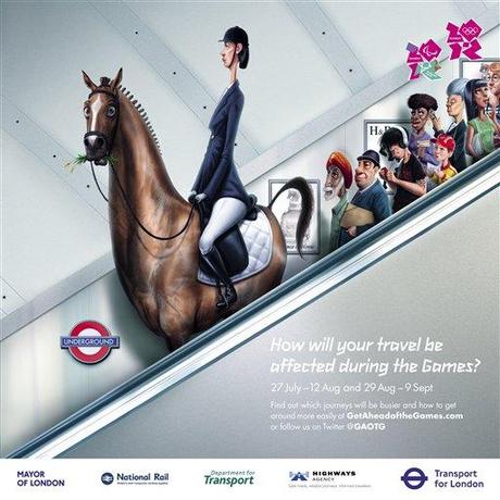 A poster about travelling _n public transport during the London 2012 Olympic Games. (AP Photo/Transport for London)