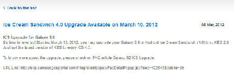 Galaxy SII GT-I9100 Ice Cream Sandwich : Samsung Niente rilascio ufficile per il 10 Marzo!