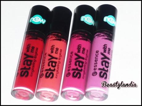Swatch e Review Gloss Stay with me (03, 05,05,07) ESSENCE
