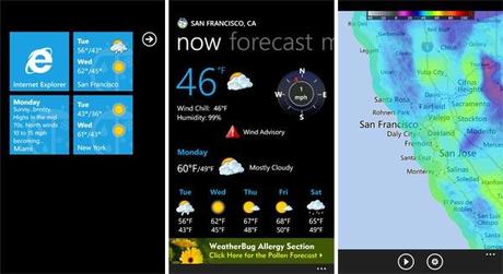 WeatherBug 2.0 per smartphone Windows Phone Nokia Lumia 900, 800, 710, 610