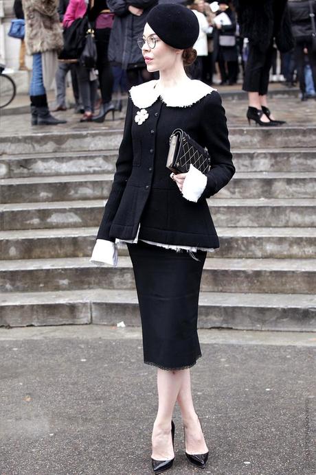 In the Street...Outside Chanel in the rain...Paris Fashion Week