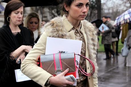 In the Street...Outside Chanel in the rain...Paris Fashion Week