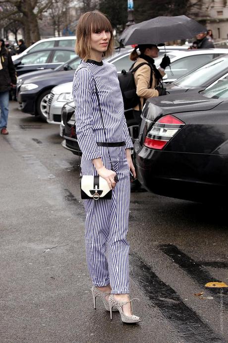 In the Street...Outside Chanel in the rain...Paris Fashion Week