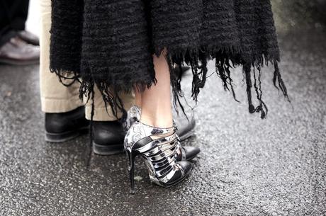 In the Street...Outside Chanel in the rain...Paris Fashion Week