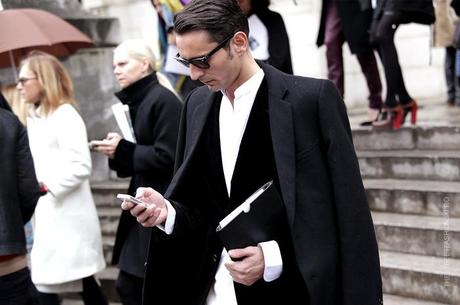 In the Street...Outside Chanel in the rain...Paris Fashion Week