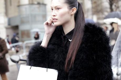 In the Street...Outside Chanel in the rain...Paris Fashion Week