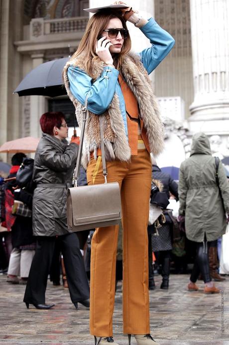 In the Street...Outside Chanel in the rain...Paris Fashion Week