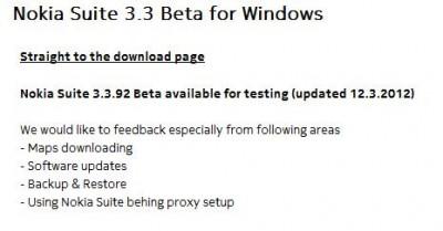 Aggiornamento Nokia Suite Beta v3.3.92