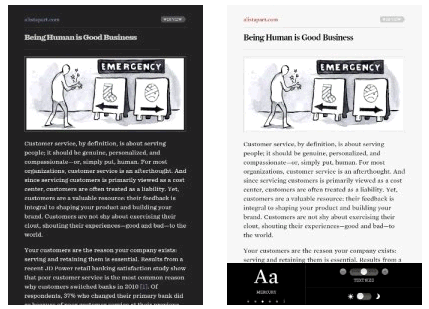 readability Disponibile Readability per smartphone e tablet Android