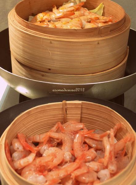 Gamberi a vapore e Carciofi marinati all'arancia