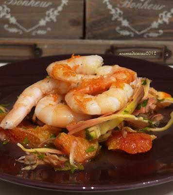 Gamberi a vapore e Carciofi marinati all'arancia