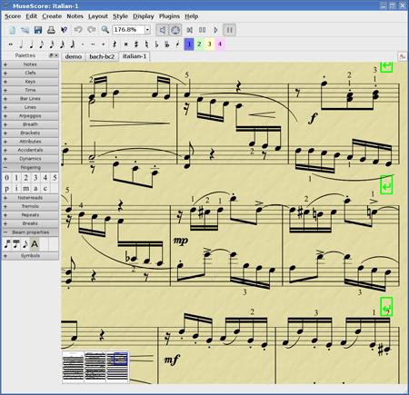 Screen shot of demo file: Italian Concerto