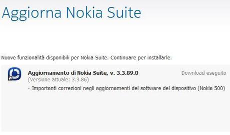 Aggiornamento Nokia Suite v3.3.89