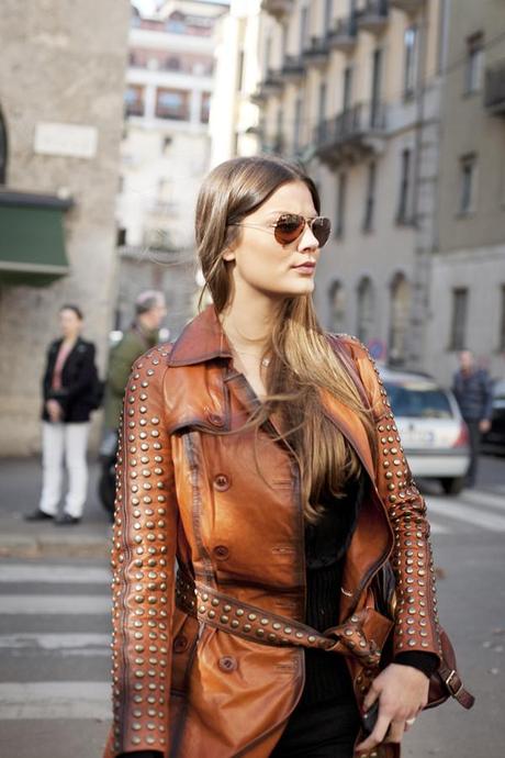 ♥Street style : Brown leather jacket