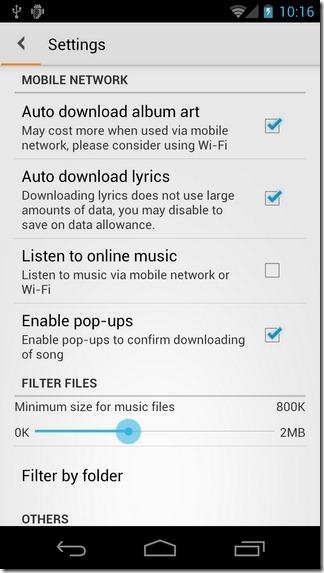 MIUI Music Player Android ICS Settings1 Download MIUI Music Player v2.39 per Android 4.0.3 ICS