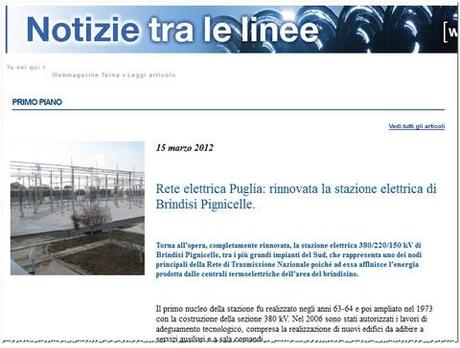 Terna-Pignicelle: Torna all’opera, completamente rinnovata, la stazione elettrica Brindisi-Pignicelle