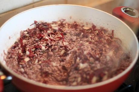 how my mom cooks Risotto from Vercelli (radicchio version)