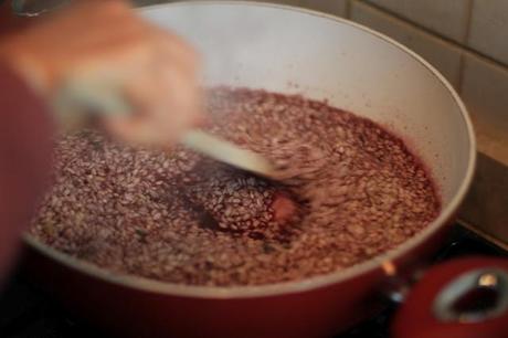 how my mom cooks Risotto from Vercelli (radicchio version)