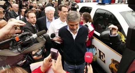 George Clooney is arrested for civil disobedience after protesting at the Sudan Embassy in Washington