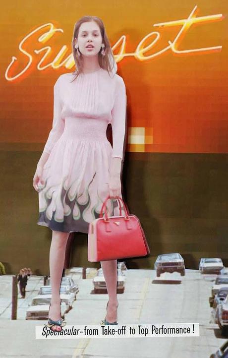 I love vintage collages in Prada Fantasy Lookbook Spring 2012