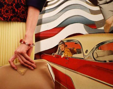 I love vintage collages in Prada Fantasy Lookbook Spring 2012