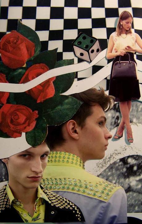 I love vintage collages in Prada Fantasy Lookbook Spring 2012