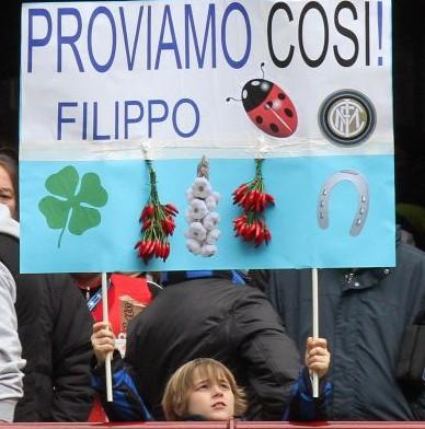 FOTO- Altro striscione scaramantico esposto da Filippo, ma non funziona!