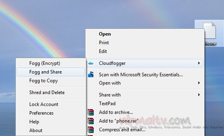 Context menu10 Crittografare e proteggere i file su Dropbox, Box.net e SkyDrive con Cloudfogger