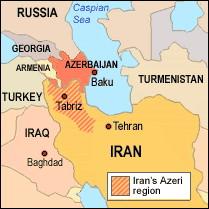 Area di popolazione azera in Iran