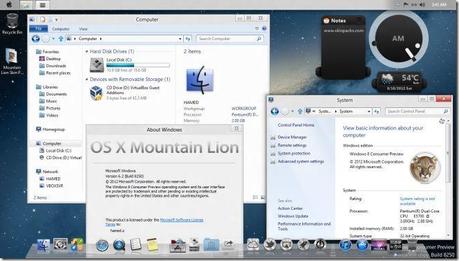 Windows 8 Mountain Lion Trasformare Windows in Mac OS X 10.8 Mountain Lion, unottima soluzione