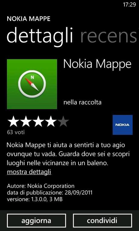 Update: Nokia Mappe versione 1.3.0 per Windows Phone