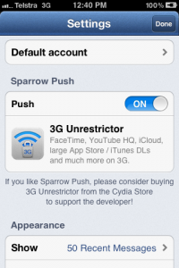 pushsparrow1 200x300 Sparrow Push: il tweak che abilita le notifiche push su Sparrow. [CYDIA]